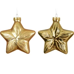 Lot de 2 suspensions en verre (H10 cm) Étoiles Céleste Or