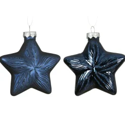 Lot de 2 suspensions en verre (H10 cm) Étoiles Céleste Bleu