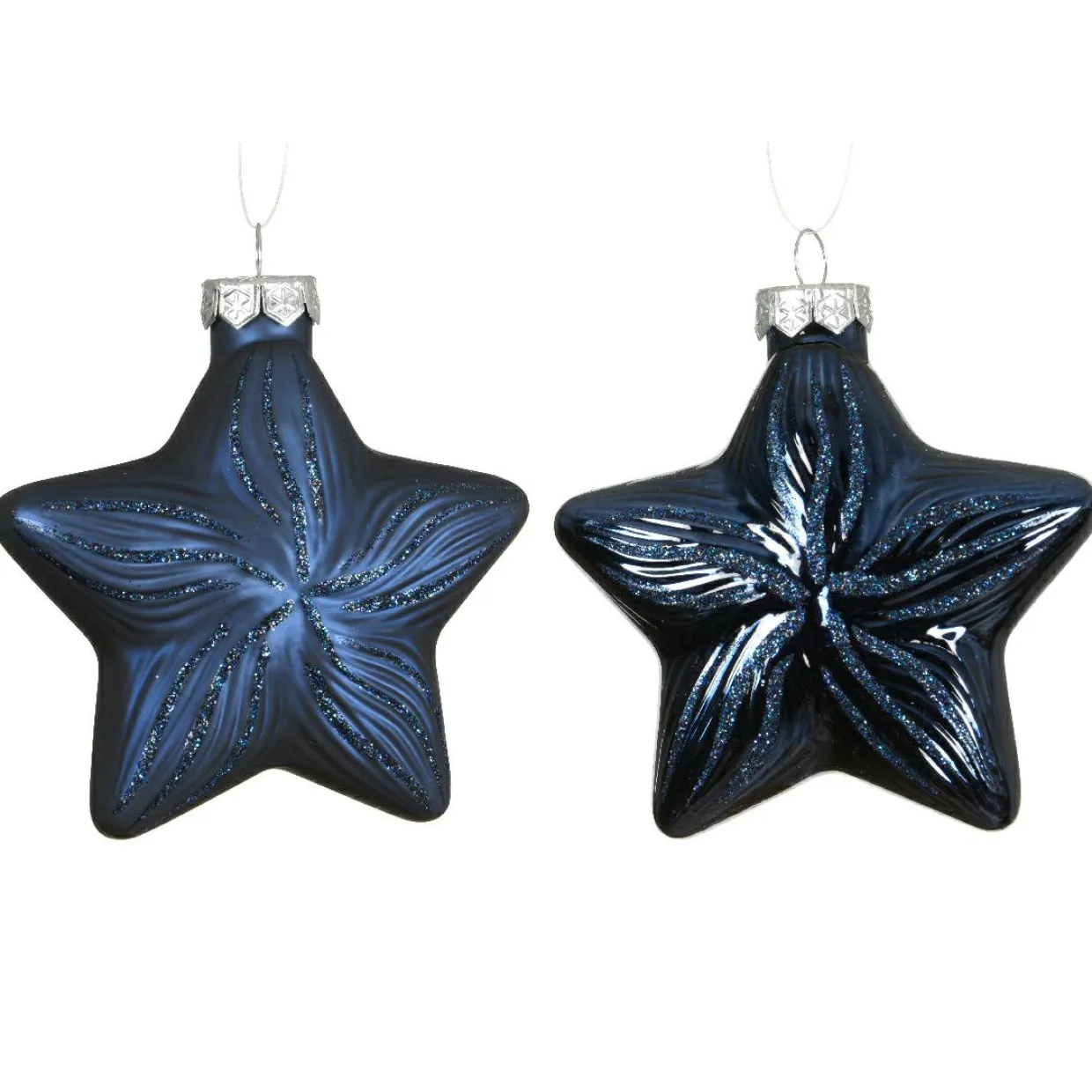 Lot de 2 suspensions en verre (H10 cm) Étoiles Céleste Bleu