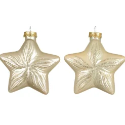 Lot de 2 suspensions en verre (H10 cm) Étoiles Céleste Perle