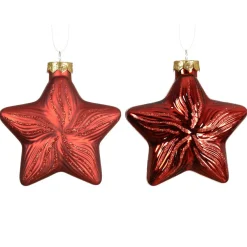 Lot de 2 suspensions en verre (H10 cm) Étoiles Céleste Rouge