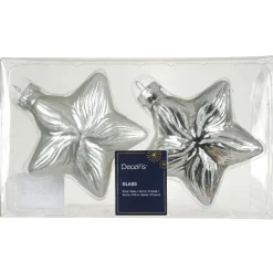 Lot de 2 suspensions en verre (H10 cm) Étoiles Céleste Argent