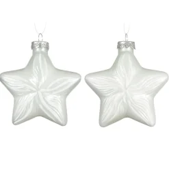 Lot de 2 suspensions en verre (H10 cm) Étoiles Céleste Blanc