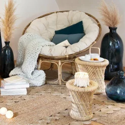 Lot de 2 tables d'appoint (H38-H30 cm) Corde naturelle Beige