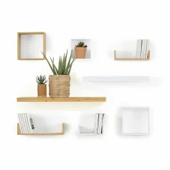Lot de 3 étagères bambou (H15-20-25 cm) Cube Fixy Naturel