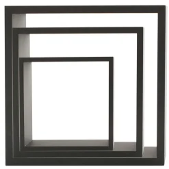 Lot de 3 étagères bois (H15-20-25 cm) Cube Noir