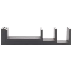 Lot de 3 étagères murales en bois (L22-32-42 cm) Bord Noir