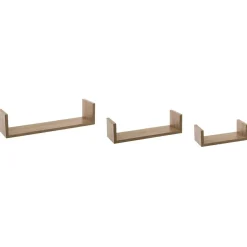 Lot de 3 étagères murales en bois (L22-32-42 cm) Bord Naturel