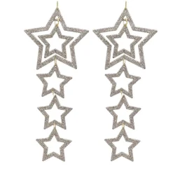 Lot de 2 étoiles de Noël à suspendre (H7,50 cm) Cassiopéa Champagne