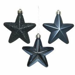 Lot de 6 étoiles de Noël à suspendre (H7 cm) Alpine Bleu nuit
