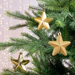 Lot de 6 étoiles de Noël à  suspendre (H7 cm) Alpine Or