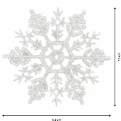 Lot de 12 étoiles de Noël à suspendre (H10 cm) Morzine Blanc