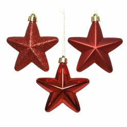 Lot de 6 étoiles de Noël à  suspendre (H7 cm) Alpine Rouge