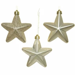 Lot de 6 étoiles de Noël à  suspendre (H7 cm) Alpine Perle