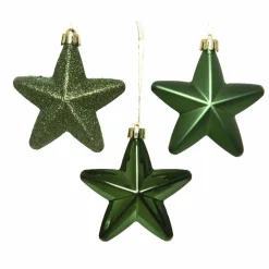 Lot de 6 étoiles de Noël à suspendre (H7 cm) Alpine Vert sapin