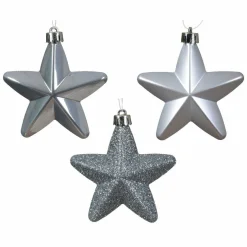 Lot de 6 étoiles de Noël à suspendre (H7 cm) Alpine Bleu vaporeux