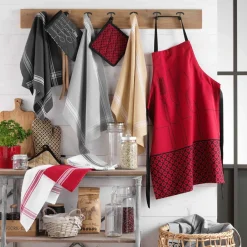 Lot de 2 torchons coton recyclé Cuisiline Gris chiné