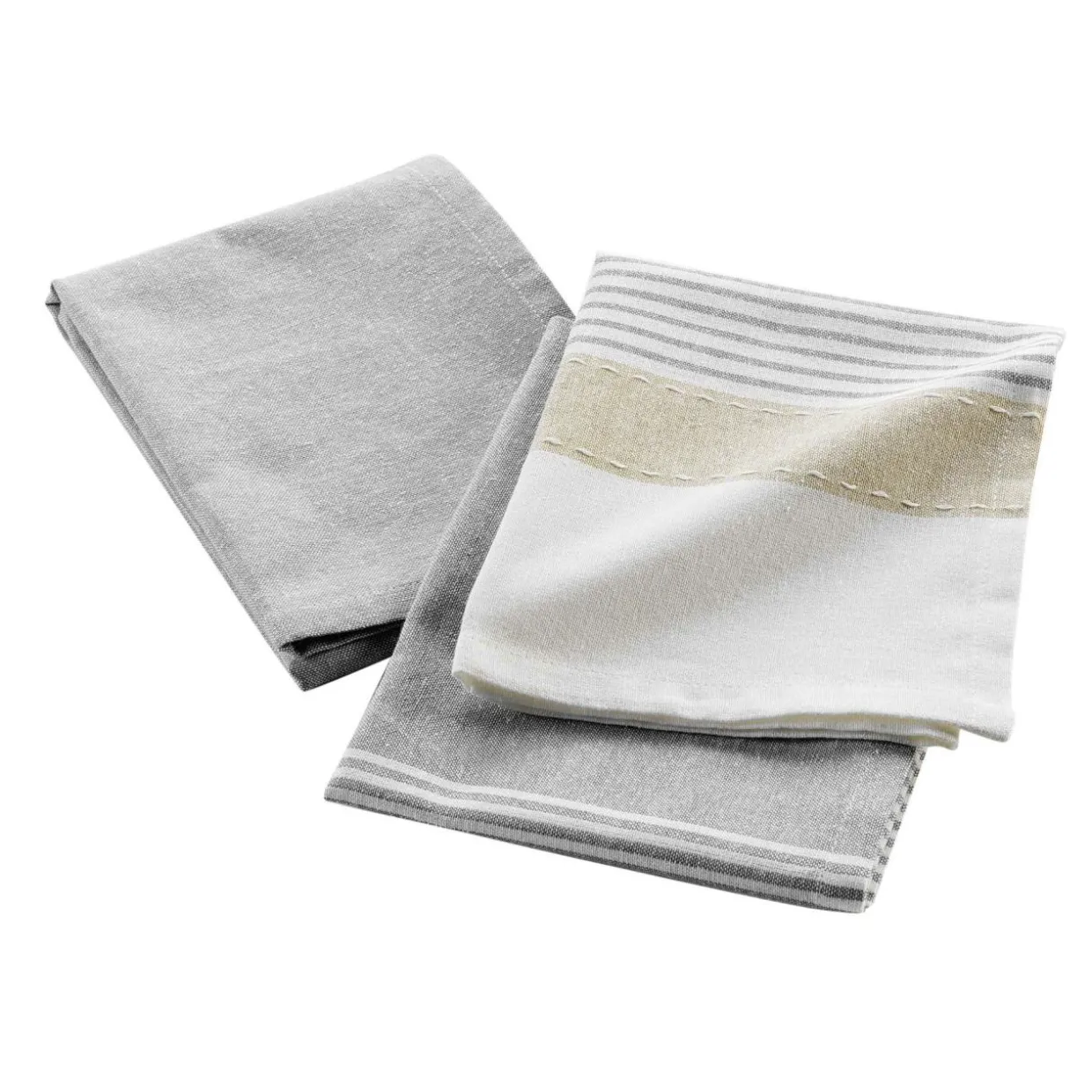 Lot de 2 torchons coton tissé (50 x 70 cm) Iliade Blanc