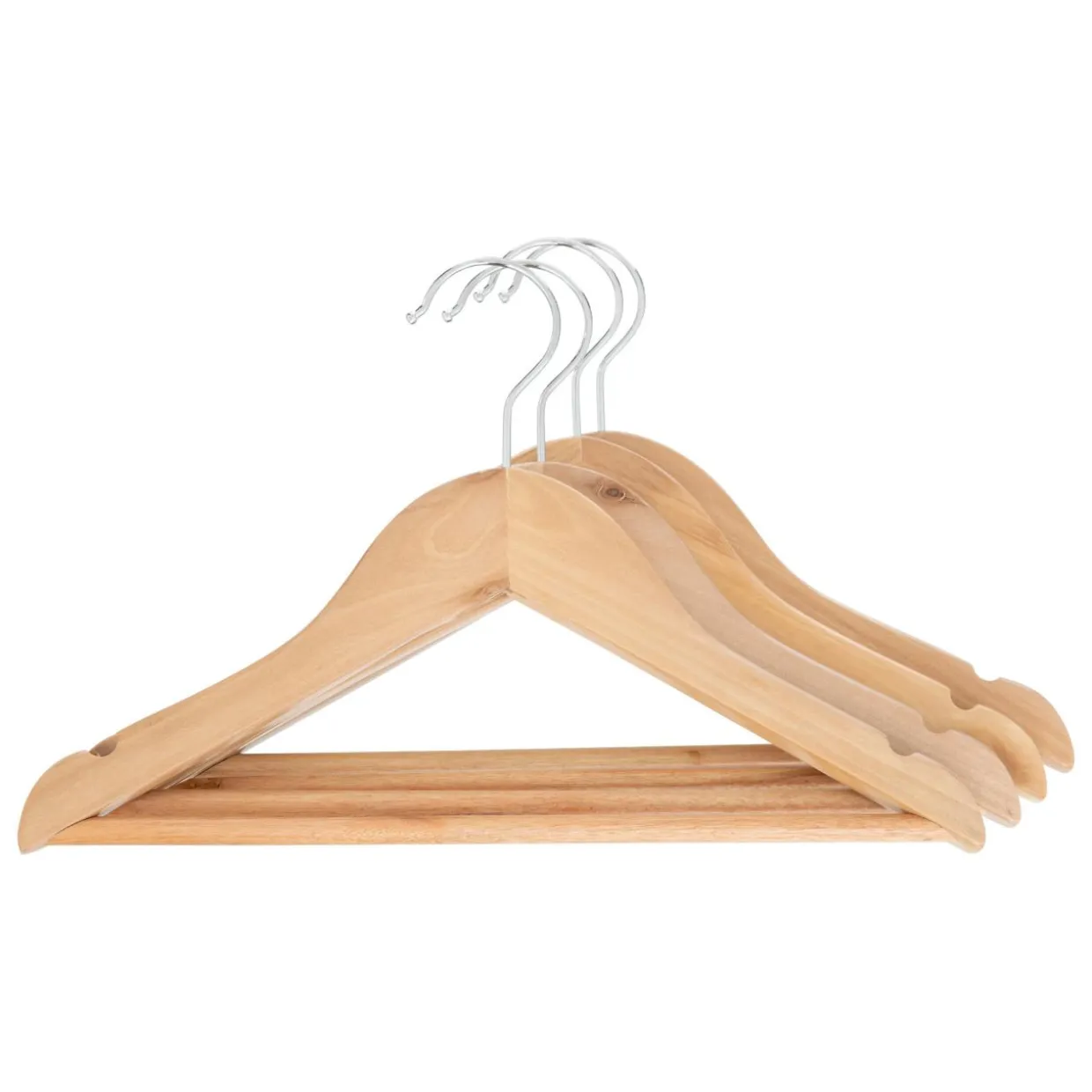 Lots de 4 cintres enfant bois (H19 cm) Natural Marron