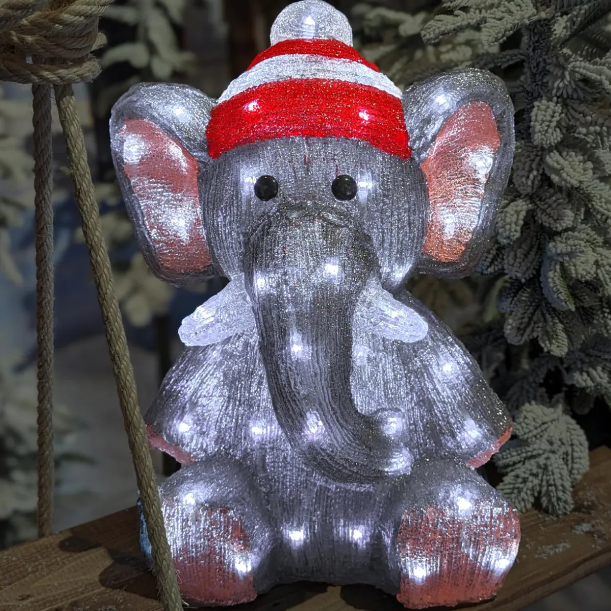 Éléphant lumineux 70 LED (H46 cm) Lulu Blanc Froid