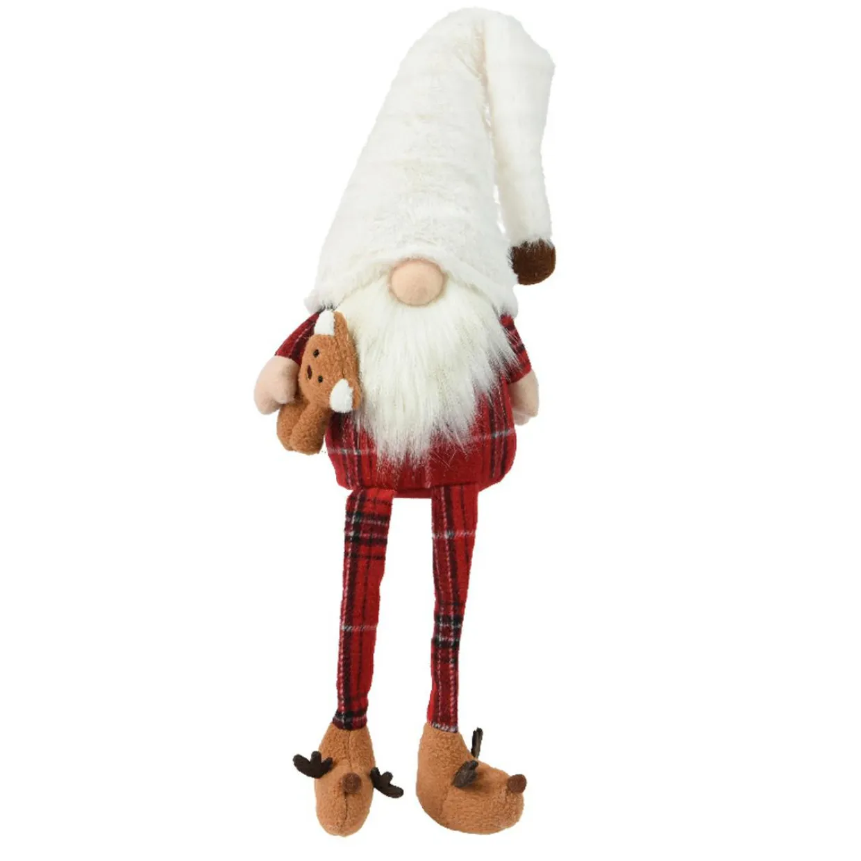 Lutin de Noël à asseoir (H73 cm) Gluk Dormeur en pyjama bonnet Blanc