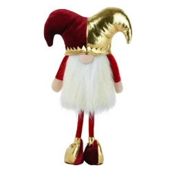 Lutin de Noël debout (H39 cm) Arlequin Bordeaux et doré