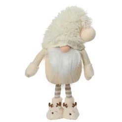 Lutin de Noël debout (H60 cm) Gaston mignon Blanc crème
