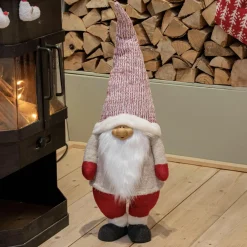 Lutin de Noël fait main (H85 cm) Rieur et barbe blanche