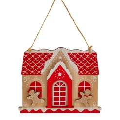 Maison à suspendre en bois (H15 cm) Heureux pain d'épices Rouge
