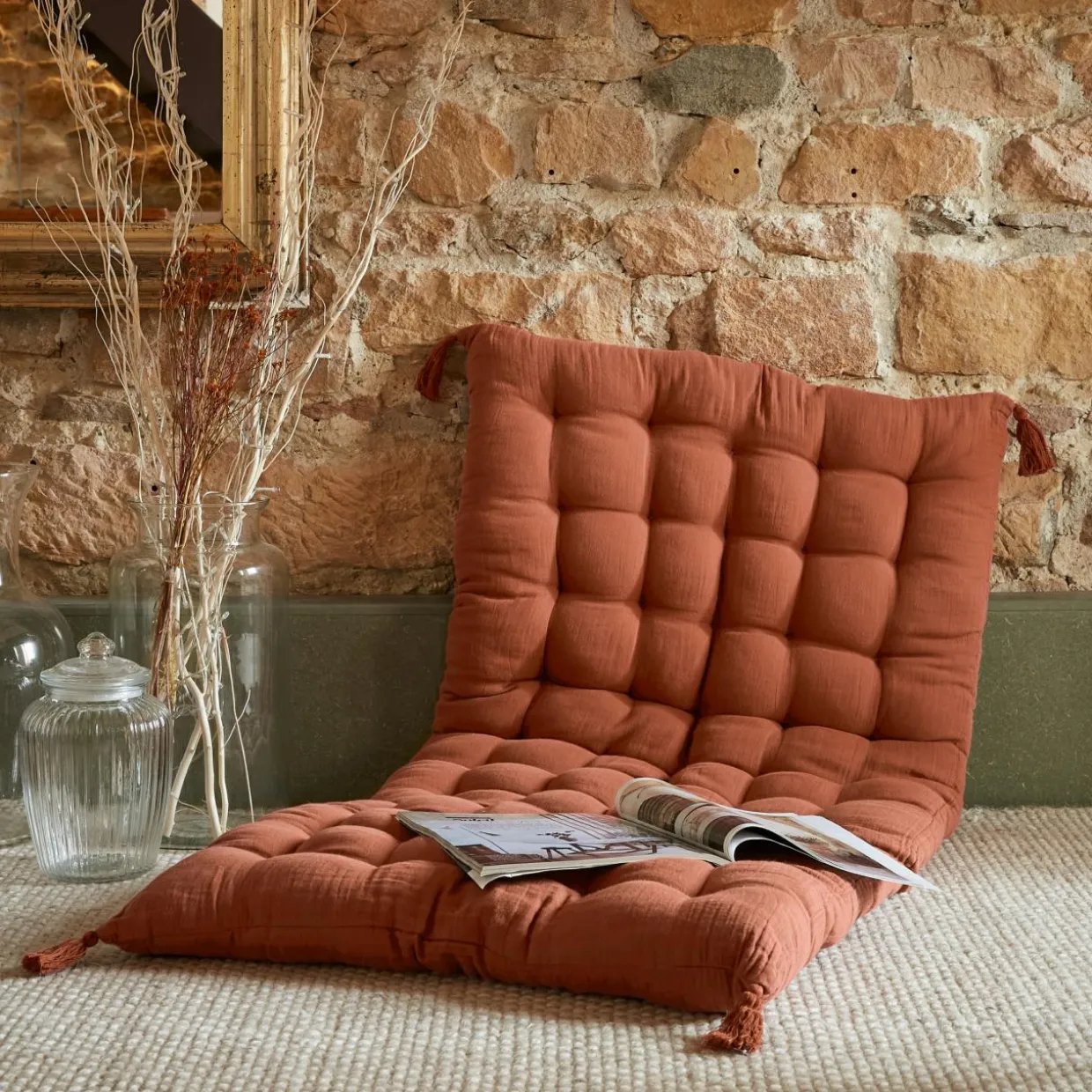 Matelas de sol gaze de coton (60 x 120 cm) Gaïa Terracotta