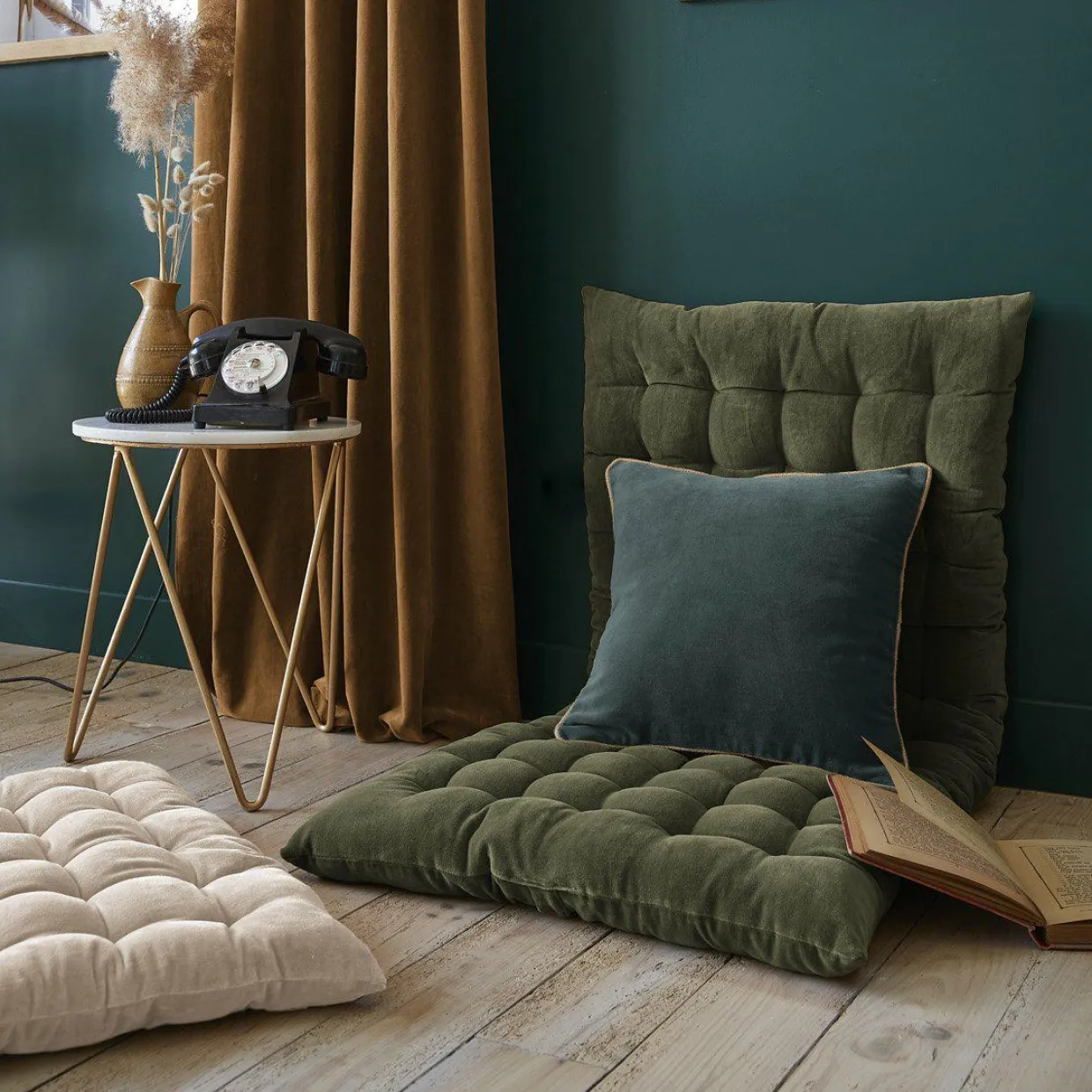 Matelas de sol velours de coton (60 x 120 cm) Victor Vert thym