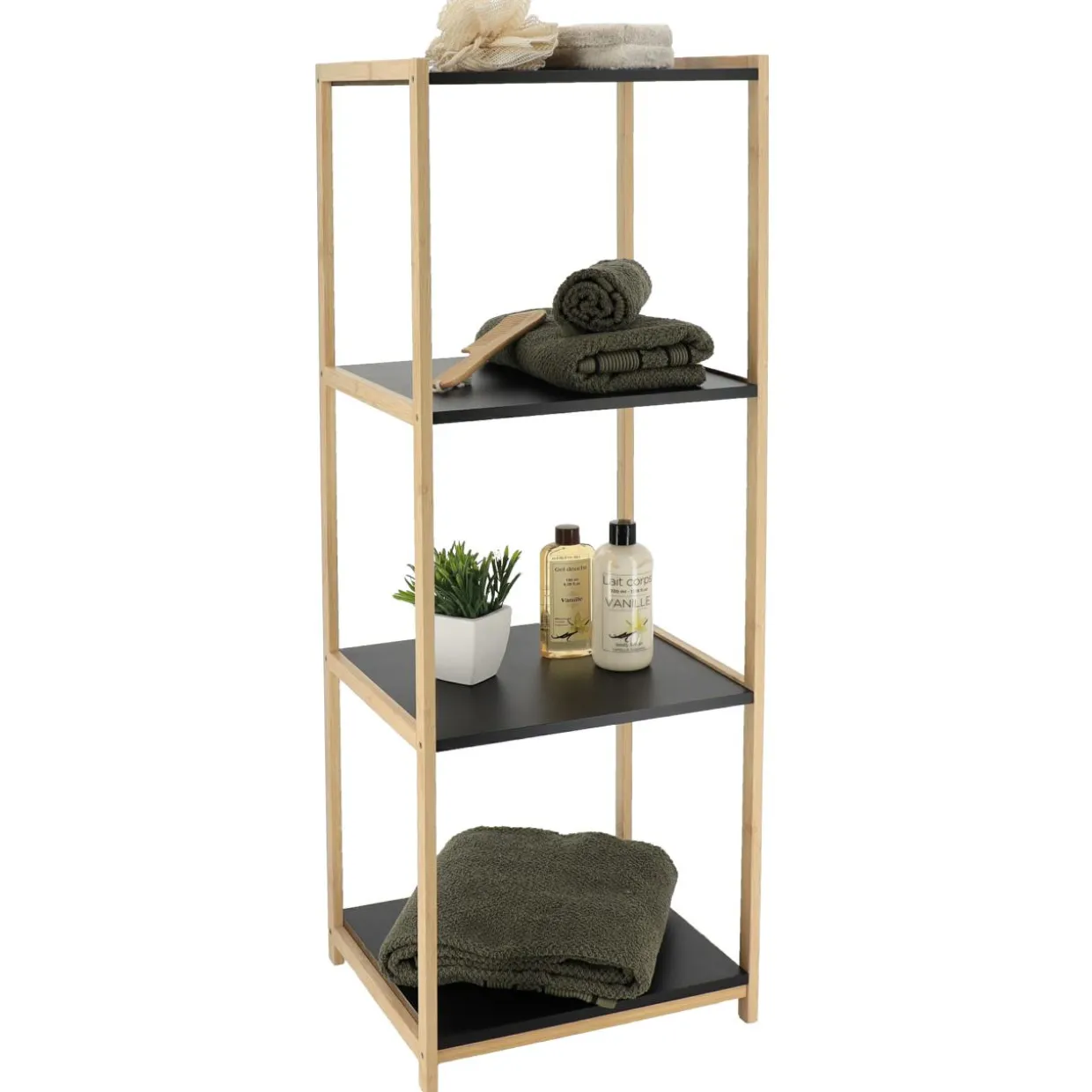 Meuble de rangement bambou 4 étagères (35 x H102 cm) Harmonie Noir