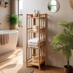 Meuble de rangement en bambou 4 étagères (30 x H115 cm) Hanoï
