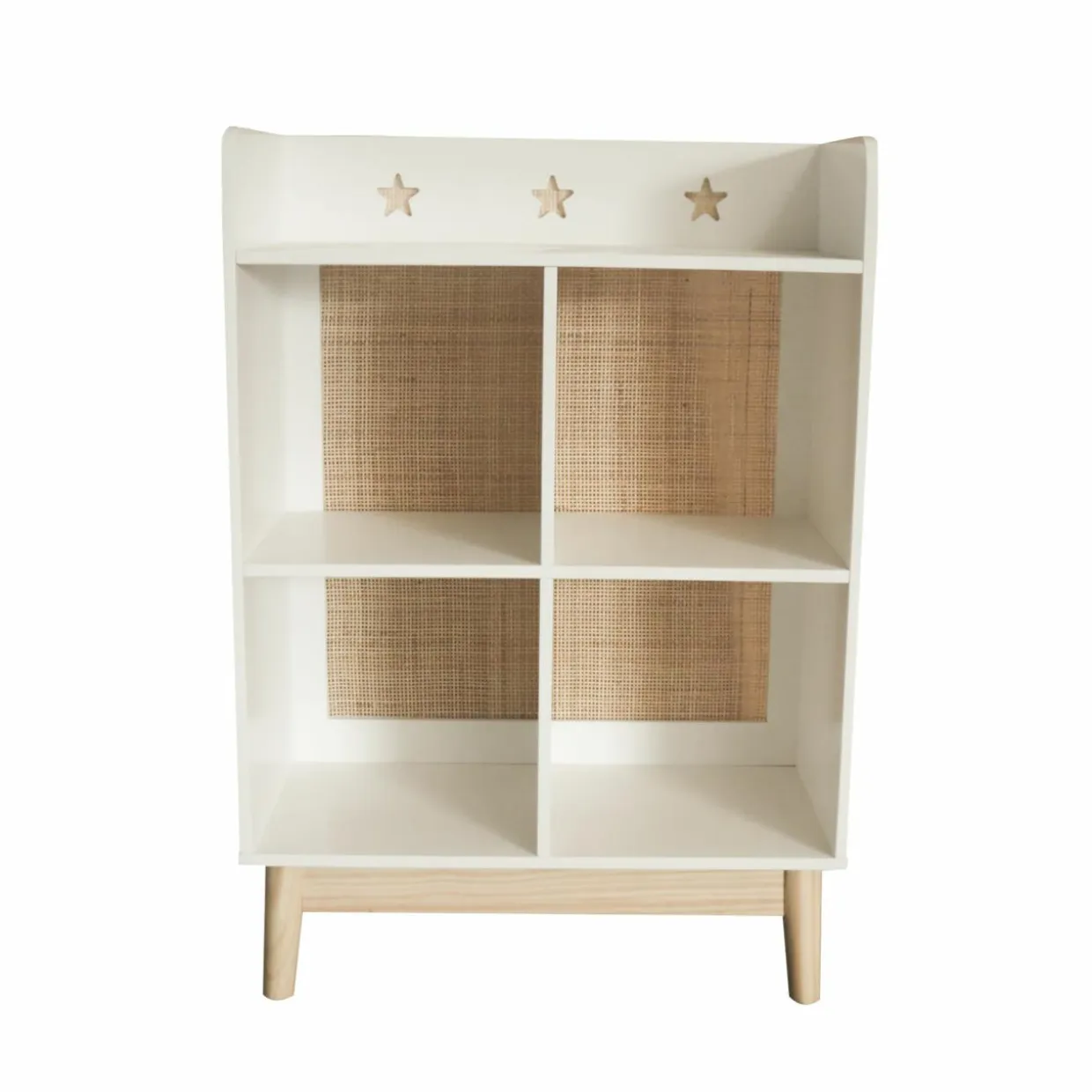 Meuble de rangement enfant bois 4 niches (H86 cm) Stars Blanc