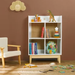 Meuble de rangement enfant bois 4 niches (H86 cm) Stars Blanc