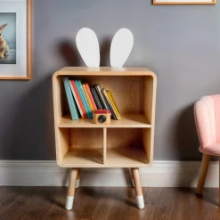 Meuble de rangement enfant 3 cases bois (H76,5 cm) Lapin Beige
