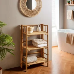 Meuble de rangement pliable en bambou 3 étagères (56 x H90 cm) Hanoï