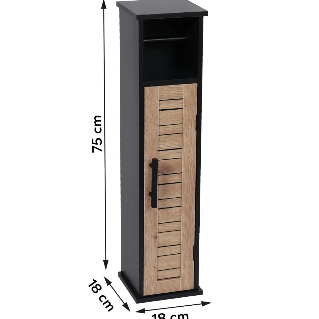 Meuble dérouleur papier toilette avec réserve (H75 cm) Bergen Noir