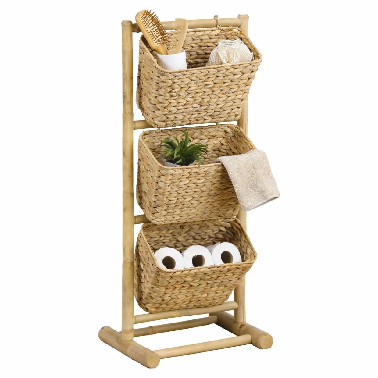 Meuble incliné 3 paniers bambou et jacinthe d'eau (40 x H92 cm) Hanoï