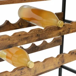 Meuble range-bouteilles industriel 18 emplacements et porte-verres (H100 cm) Hugo Marron
