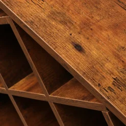 Meuble range-bouteilles industriel 32 emplacements et porte-verres (H180 cm) Marceau Marron