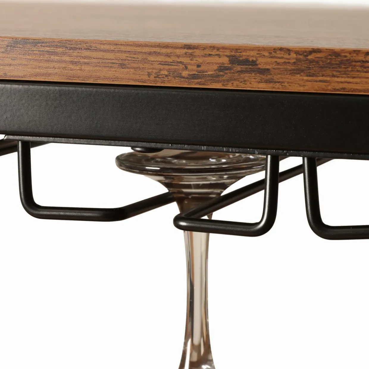 Meuble range-bouteilles industriel 32 emplacements et porte-verres (H180 cm) Marceau Marron