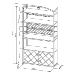 Meuble range-bouteilles industriel 32 emplacements et porte-verres (H180 cm) Marceau Marron