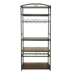 Meuble range-bouteilles industriel 12 emplacements et porte-verres (H180 cm) Pablo Marron