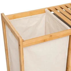 Meuble rangement 2 paniers et panier à linge (82 x H78,5 cm) Tidy Box Ecru