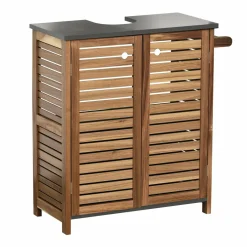 Meuble sous lavabo avec porte serviette (66 x H70 cm) Elément Acacia