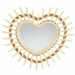 Miroir mural en bambou (H22 cm) Coeur Naturel