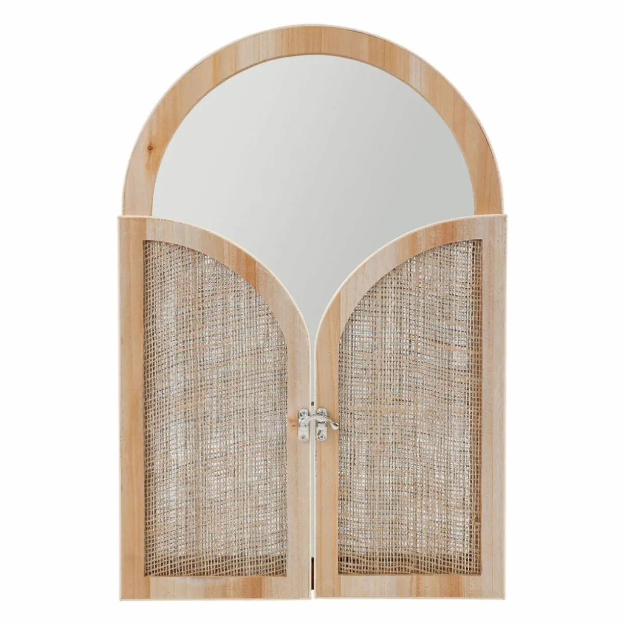 Miroir mural en bois (H45 cm) Porte battante Naturel