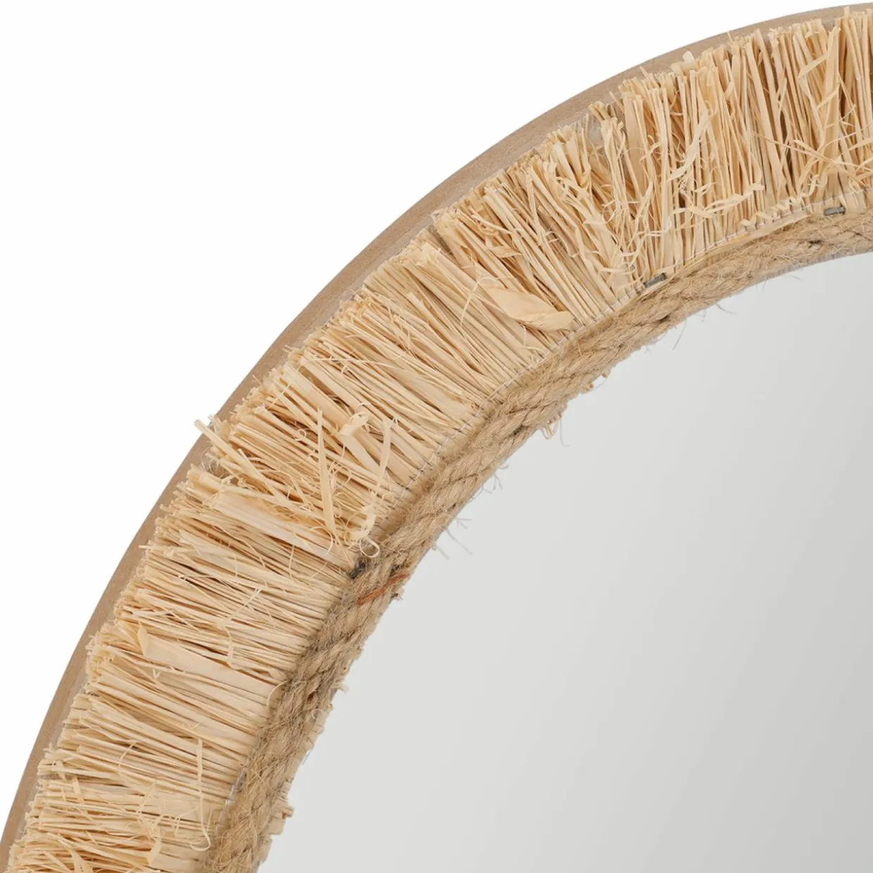 Miroir mural en fibres naturelles (H50 cm) Ovale Bohème Beige