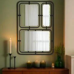 Miroir mural en métal (H80 cm) Reflet Métallique Noir